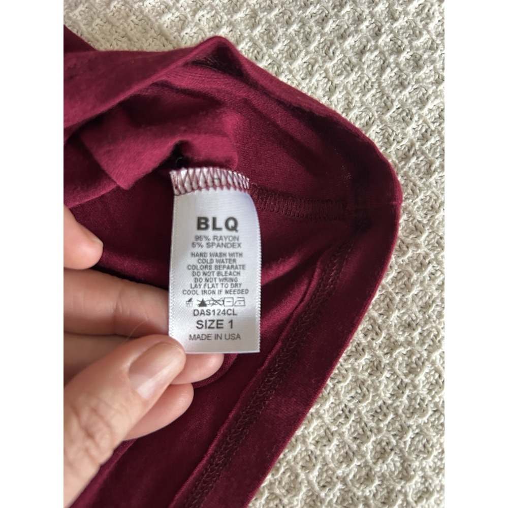 B.L.Q. NWT Womens Burgundy Long Sleeve Cropped Top Size 1 (small) - Picture 5 of 5